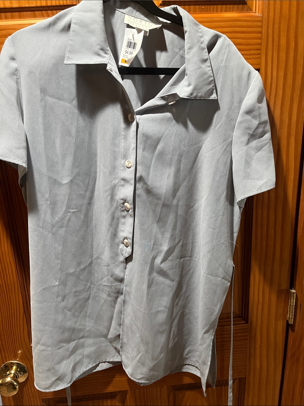 Norton McNaughton gray Short-Sleeve Button Front Tunic